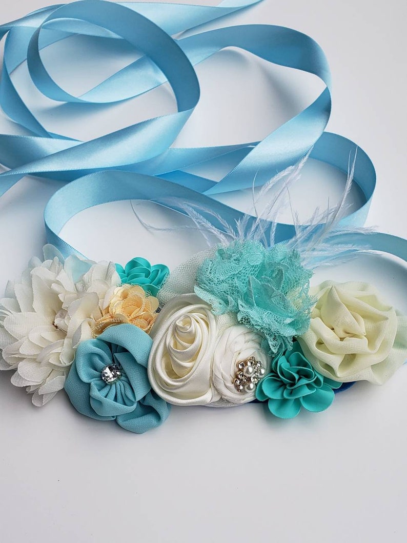 Boy Baby Shower Sash Maternity Belt Blue And White Etsy