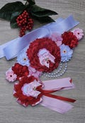 A little cherry is on her way/baby shower sash/sweetheart maternity sash/pink, red baby shower sash/cherry blossom/cherry on top sash/mum