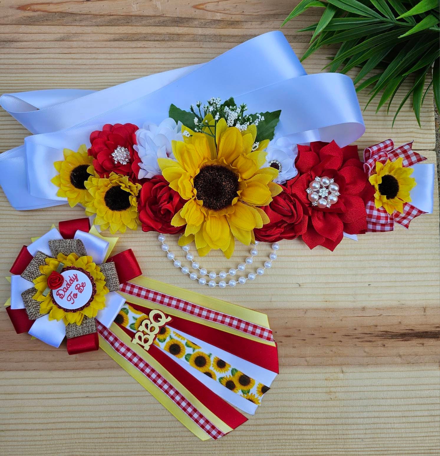 7524 Sunflower Babyshower Sash For Gender Reveal Maternity Belts Amazon.com : Xinnun 4 Pieces Mom to Be Sash Baby Shower  main image 2