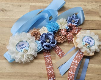 Cielito Lindo Baby Shower Sash & Pin – Blue and Ivory