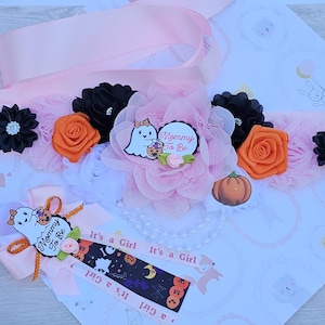 Little ghost belly sash/Halloween baby shower sash/girl boo sash/mom to be sash/Halloween baby shower decorations girl/Halloween mom ribbon