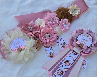 Cielito Lindo Baby Shower Sash & Pin – Blue and Ivory-pink cielito lindo sash