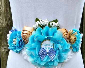 Blue Gingham Baby Shower Sash/bbq Baby Shower/mom to Be Sash/boy