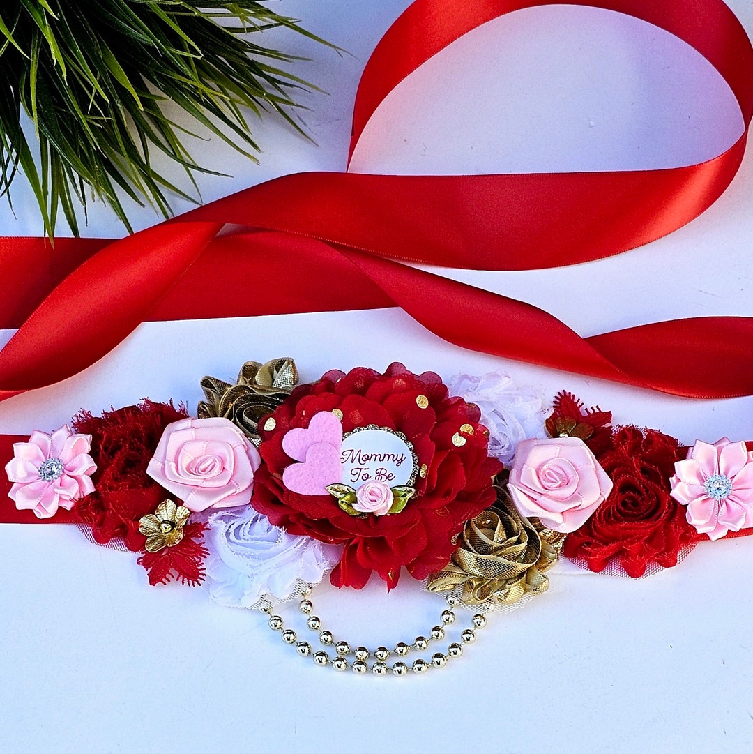 Sweetheart Baby Shower Sash/valentine's Pregnancy Sash/red Pink Mom to ...