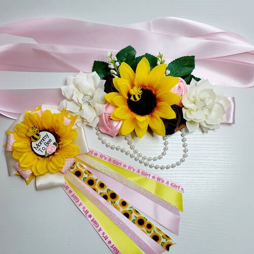 Sunflower Maternity Sash Sunflower Baby Shower Sash Belt Etsy
