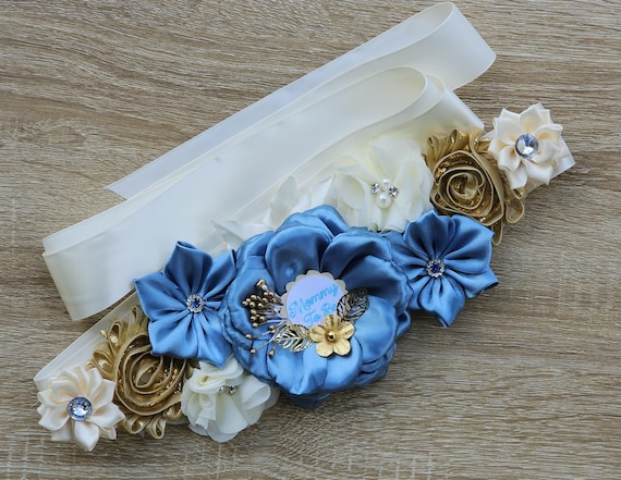 Mom to Be Belly Sash/cielito Lindo Baby Shower Sash/blue  display picture 2