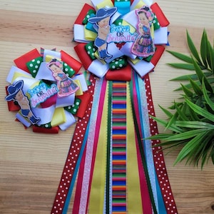 Mexican gender reveal corsage/senor or senorita baby shower corsage/mum/gender reveal  baby shower corsage/ mexican sash/Fiesta gender revea