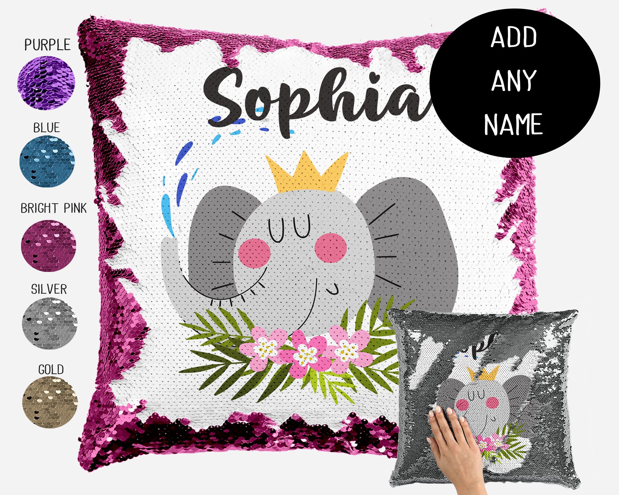 sequin elephant pillow