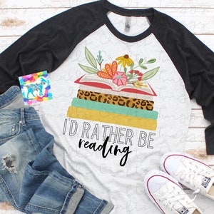 Reading Sublimation Design Download, PNG, Buchliebhaber, Gepard Druck, Illustration, Bibliothekarin, Lehrerin, Ich würde lieber lesen, Buchzitat
