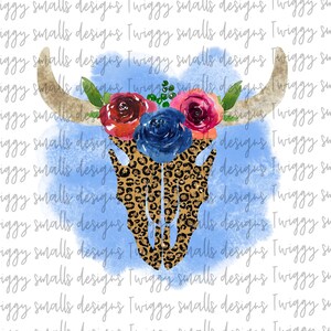 Boho, Sublimation, Graphics, Design Downloads, Cow Skull, Bull, Tribal, PNG, Iron on, transfers, Western, Country, Shirt, Watercolor