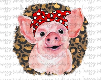 Watercolor Pig, Sublimation, Design Downloads, Bandana, PNG, Graphics, Iron on, Transfers, Cheetah Print, Background, Transfers, Sub, Design