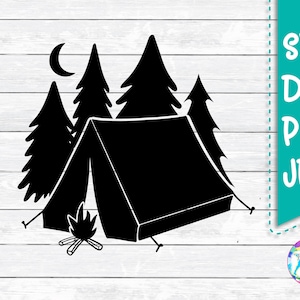 Camping Svg, Barraca, Caminhada, Acampamento, SVG, PNG, DXF, arquivos para, Silhueta, Cricut, Arquivos de corte, Cricut Explore, Cameo, Fofo, Design de toboágua