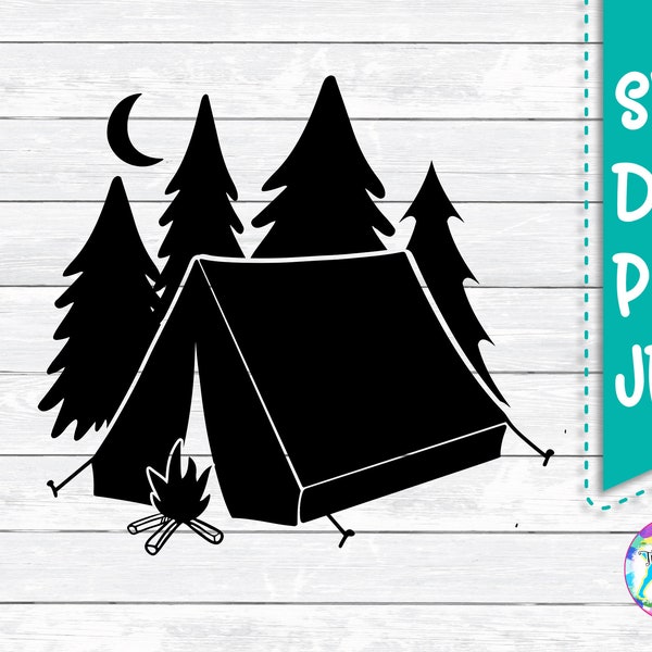 Camping Svg, Tent, Hiking, Camping, SVG, PNG, DXF, files for, Silhouette, Cricut, Cut files, Cricut Explore, Cameo, Cute, Waterslide Design