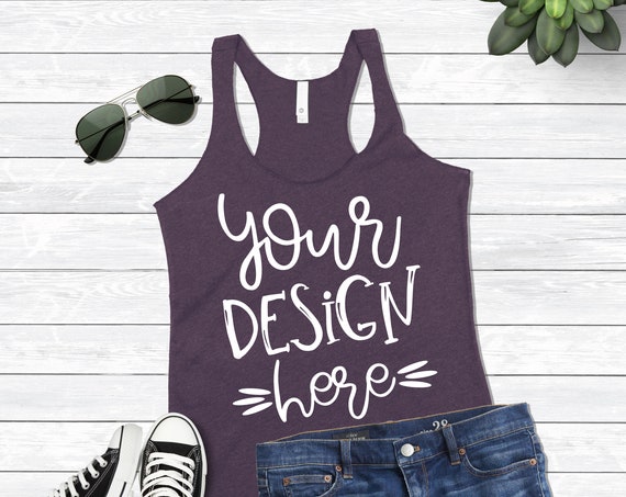 Download Next Level 6733 T-Shirt Mockup Vintage Purple Racerback ...