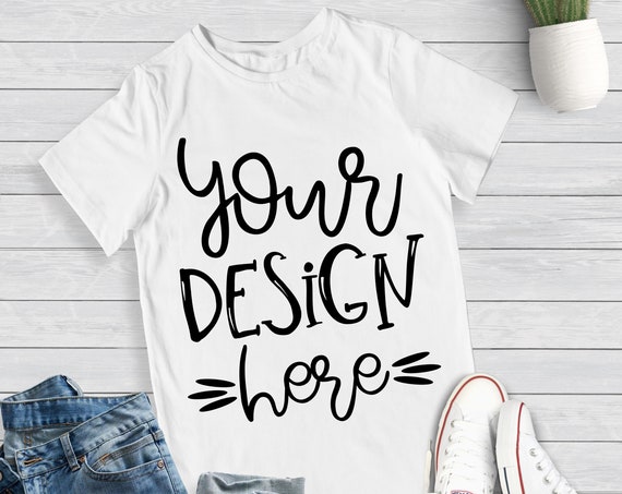 Download Free Blank T-Shirt Mockup Gildan Shirt Mockup Styled Flat ...