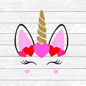 Valentine, Unicorn, Valentines Day, Eyelashes, Hearts, Svg, Dxf, Png, Clipart, Girls Valentine, Svg files for, Silhouette, Cricut, Cut files