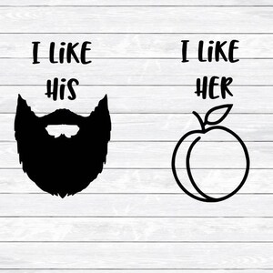 Ik hou van zijn baard, ik hou van haar kont, grappige svg, voor hem en haar, baard svg, dxf, png, bestanden voor silhouette, snijbestanden voor cricut, paar svg schattig