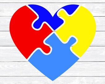 Autism Heart Puzzle, Autism Awareness, Autism, Awareness Day, Autism Day, Svg, Png, Dxf, Cut files for, Silhouette, Svg files for, Cricut,