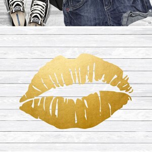 Kiss Lips Svg, Gold Lips Svg, Girly Printable, Smooch, Vday, Kisses, Full Lips, DXF, PNG, SVG, files for, Silhouette, Cricut, Valentines Day