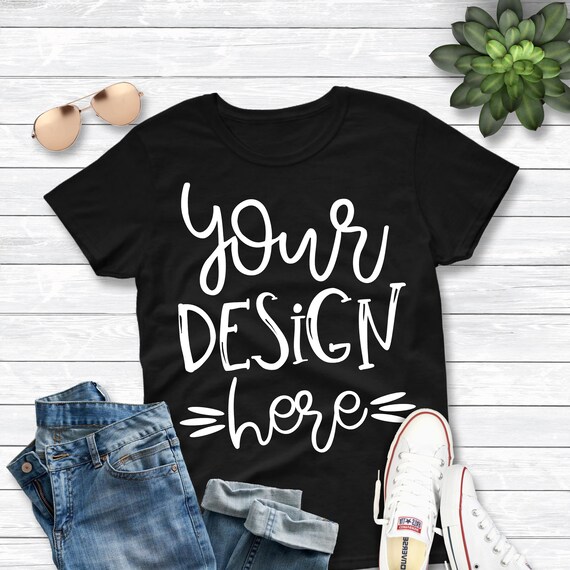 Black T-Shirt Mockup Gildan Shirt Mockup Styled Flat Lay Black T-Shirt Mockup Gildan Shirt Mockup Styled Flat Lay