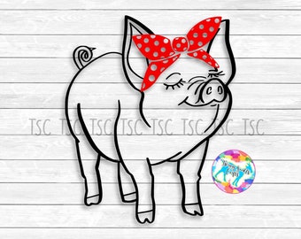 Download Free Pig Bandana Svg Etsy SVG Cut Files