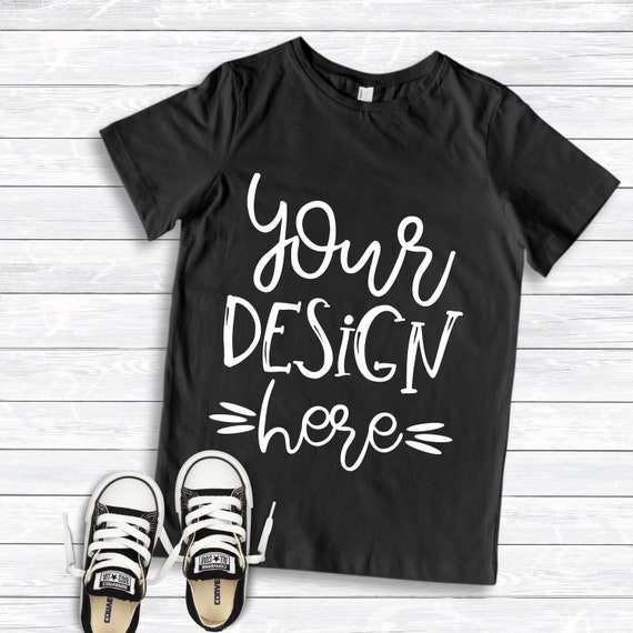 Download Black T-Shirt Mockup Blank Toddler T-Shirt Flat ...