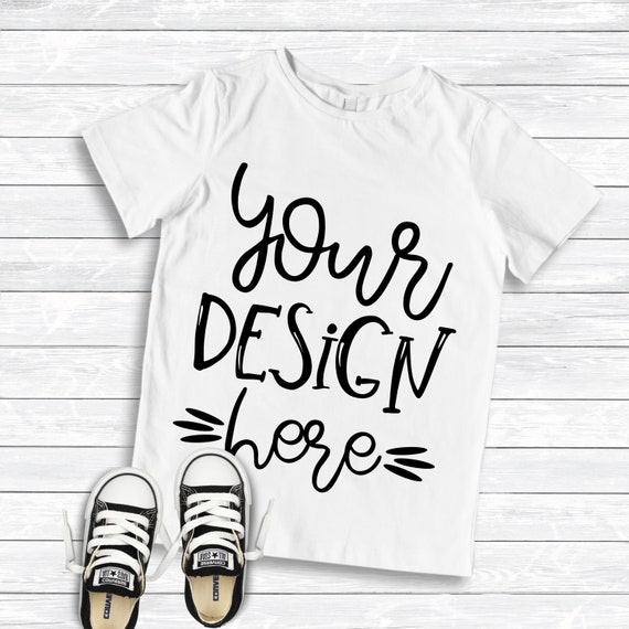 Blank Toddler T-Shirt White T-Shirt Mockup Flat Blank Toddler T-Shirt White T-Shirt Mockup Flat
