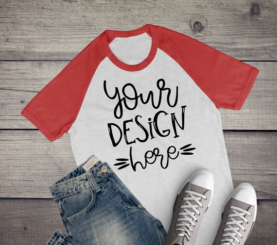 Baseball Tee Mockup Shirt Mockup Raglan Mockup Converse Wood