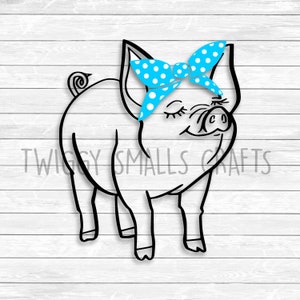 Pig Svg, Bandana Svg, Farm Animal, Piglet, Country, DXF PNG SVG, files for, Silhouette, Cricut, Iron on Transfer, Cut Files, Cricut Explore