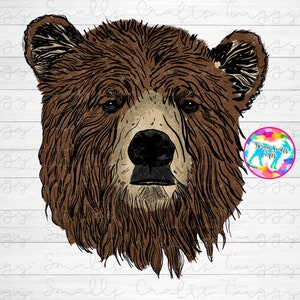 Sublimation d'ours PNG pour un t-shirt Illustration d'ours Réaliste Ours Forêt Nature Grizzly Téléchargement de modèles Maman ours Papa ours