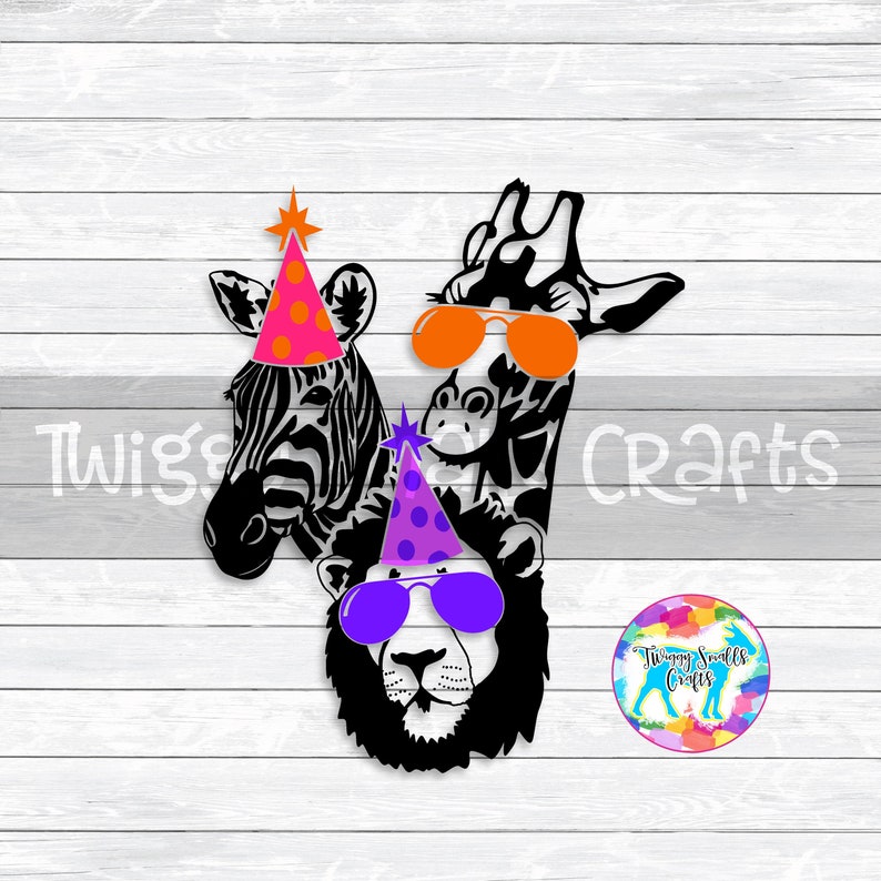 Party Animals Lion Zebra Giraffe SVG DXF PNG Files For - Etsy