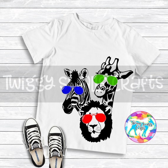 Download Zoo Birthday Svg Lion Giraffe Zebra Sunglasses Animals Etsy