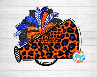 Cheer Megaphone Sublimation Design Download, Blue, Orange, Alabama, cheerleading, cheer mom, coach, football, PNG, Sublimation Files