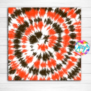 May include: A digital paper with a swirling tie-dye pattern in shades of orange, black, and white.