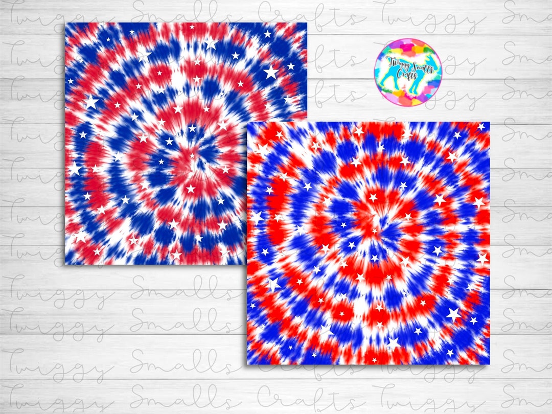 Tie Dye and Stars Sublimation Design Download, Royal Blue and Red ...