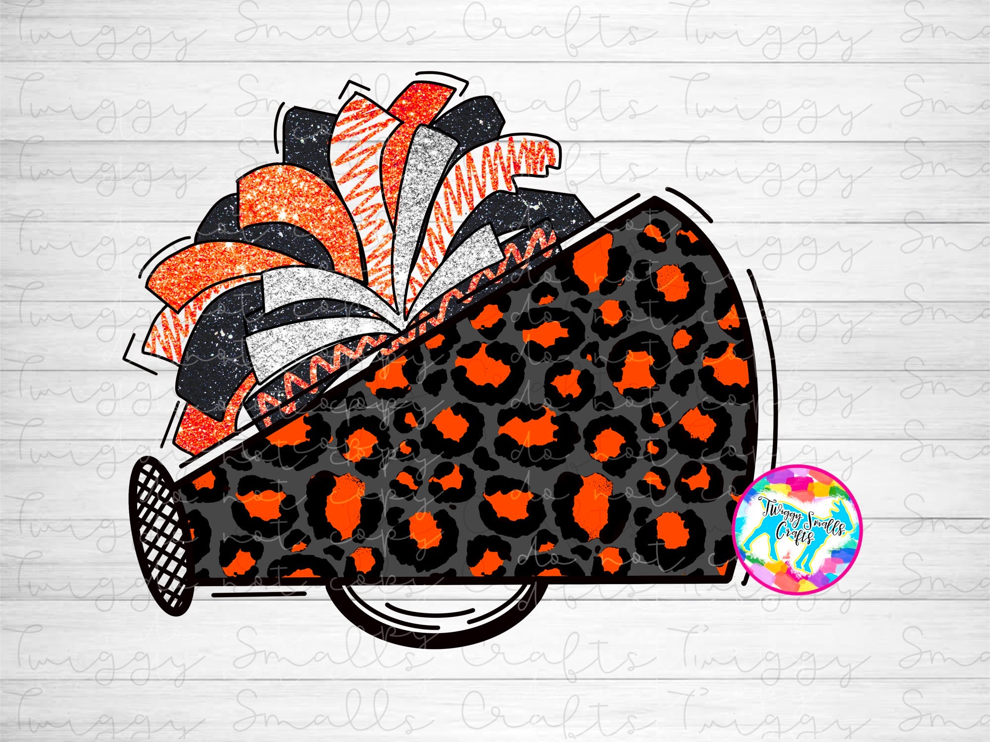 CUSTOM POM Glitter and Glam Pom Pom Digital Graphics Orange Black Pom Pom  Png Cheerleading Pom Png Orange Black Cheer 