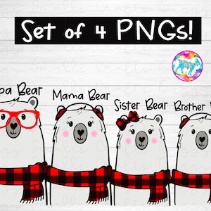 Papa ours, maman ours, PNG, conception de chemise par sublimation, famille d'ours, Noël PNG, soeur ours, frère ours, plaid Buffalo, pyjamas de Noël