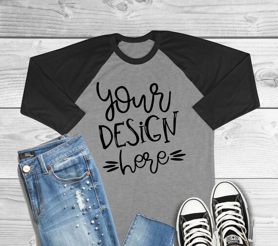 Download View Womens Baseball Tee W 34 Sleeves Mockup Front View ...