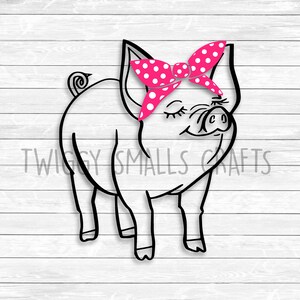 Pig Bandana Svg, Piglet, Polka Dots, Farm Animal, DXF, PNG, SVG, files for, Silhouette, Cricut, Critcut Explore, Iron on, Sublimation Files