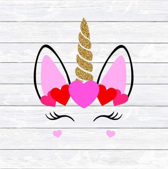 Download Valentine Unicorn Valentines Day Eyelashes Hearts Svg | Etsy