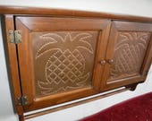 Vintage Copper Kitchen Storage Cabinet for RV CAMPER Country Kitchen Foil Saran Wrap Waxed Paper Towels Hinged Pineapple Doors