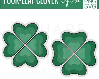 Four-leaf Clover Clip Art Bundle | 8 Images | JPG PNG SVG Files | Cricut Silhouette Sublimation Compatible | Online and Printable Use