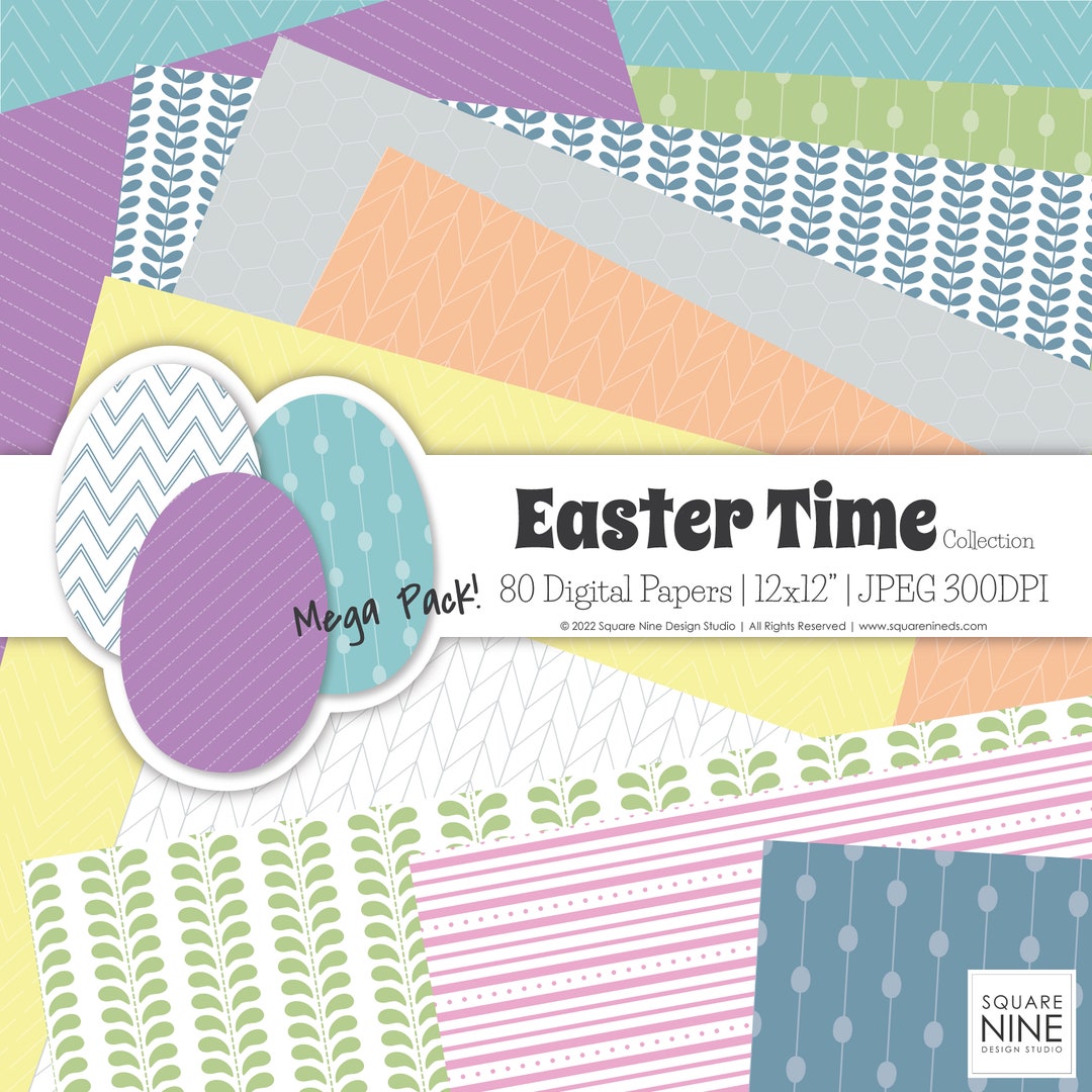 Easter Time Digital Paper Pack | 80 Designs | 12x12 JPG Files | CMYK ...