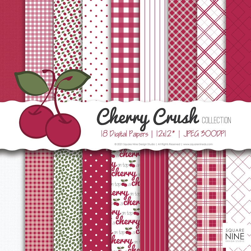 Cherry Digital Paper - Etsy