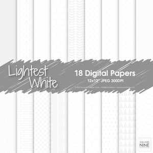 Lightest White Digital Paper Pack 18 Designs 12x12 JPG Files CMYK Colors High Quality 300DPI Online and Printable Use image 1
