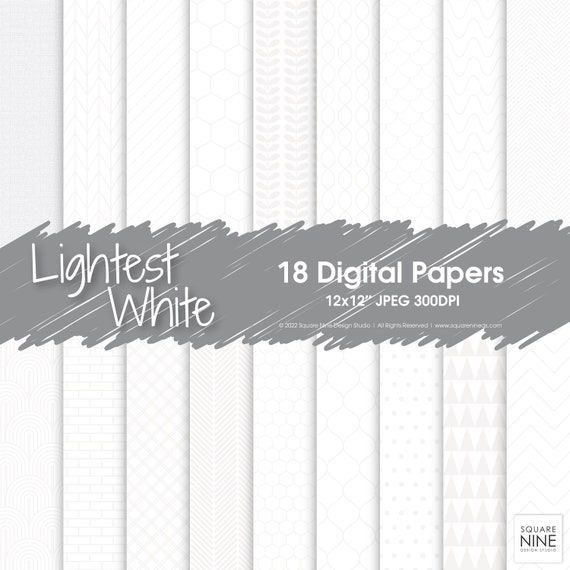 Lightest White Digital Paper Pack | 18 Designs | 12x12 JPG Files | CMYK Colors | High Quality 300DPI | Online and Printable Use