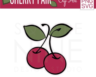Cherry Pair Clip Art Bundle | 4 Images | JPG PNG SVG Files | Cricut Silhouette Sublimation Compatible | Online and Printable Use