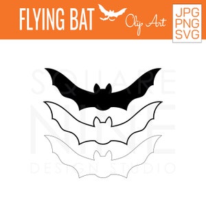 Flying Bat Clip Art Bundle | 3 Images | JPG PNG SVG Files | Cricut Silhouette Sublimation Compatible | Online and Printable Use