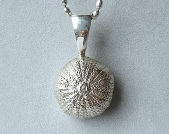 The baby Sea Urchin Pendant Necklace 925 Sterling Silver Handmade Ocean Jewellery