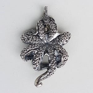 Octopus Pendant Necklace cast in solid 925 Sterling Silver and blackened, Ocean Jewellery. image 3